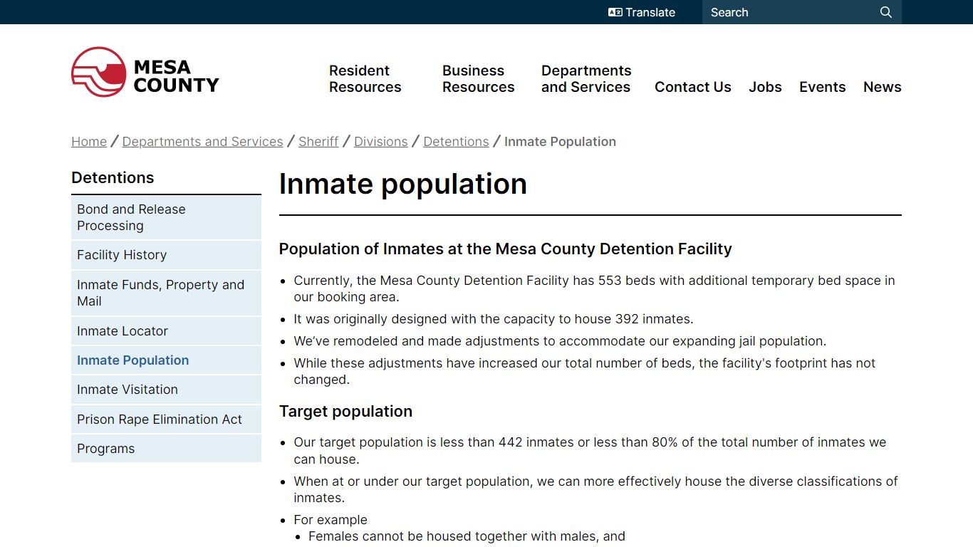 Inmate population | Mesa County